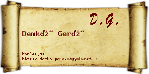Demkó Gerő névjegykártya